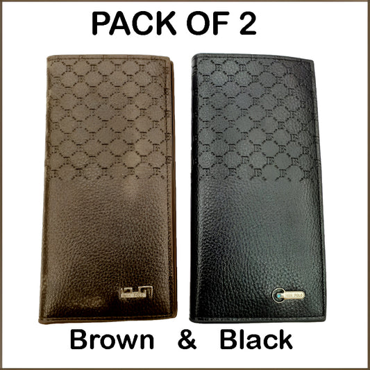 Pack of 2 Luxury Men’s Ultra-Thin Long Wallets – Woven Pattern Multi-Card Clutch